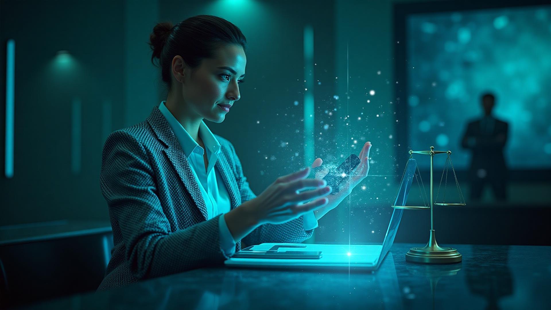 AI Law and Future of Work - Futuristic legal technology visualization