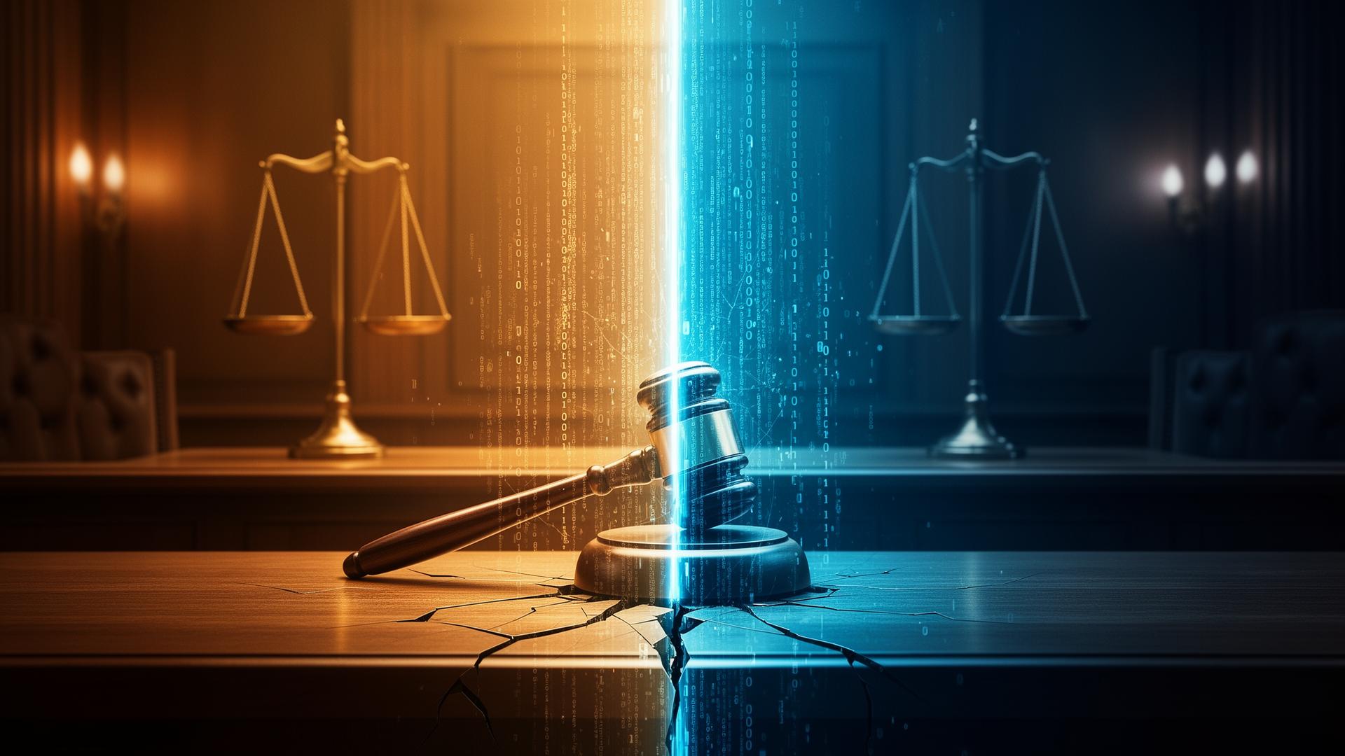 Split courtroom representing the Warner vs Heppner AI privilege divide