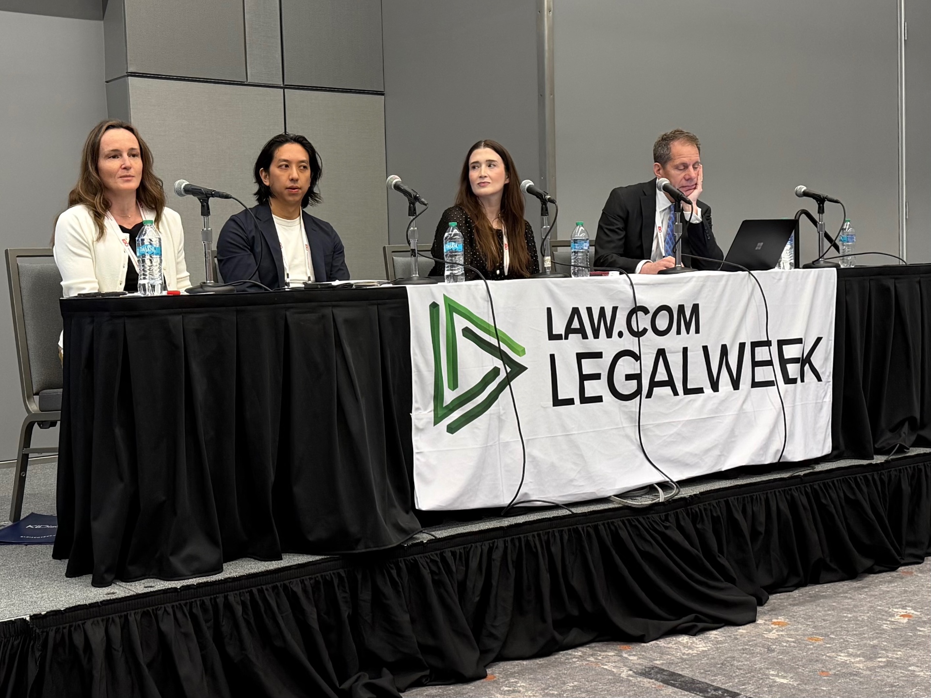 LegalWeek 2026 AI Agents 101 panel — Julie Chapman (LexisNexis), Ethan Wong (Anthropic), Kassi Burns (King & Spalding), and John Rosenthal (Shook Hardy & Bacon)